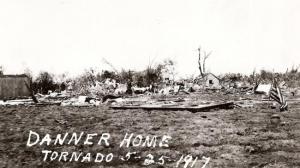 A home reduced to its slab near Sedgwick. Credit: Harvey County Historical Society