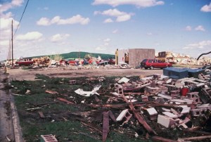 A home reduced to its foundation in Barneveld. This is probably F5-level damage. Credit: NOAA