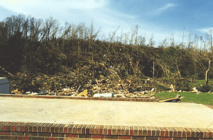 This brick home was completely swept away, the debris thrown into the adjacent hillside. This is F5 level damage. Credit: NOAA
