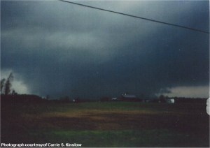 The tornado moving over rural Lawrence County. Credit: Carrie Kinslow