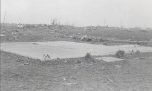 This home in Hudsonville completely vanished and the debris was carried well away from the site. Credit: Thelma Bakker