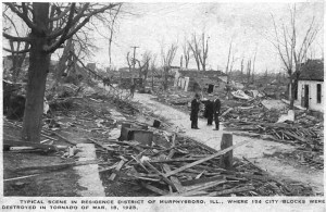 The devastation in the residential section of Murphysboro. Credit: Jackson County Historical Society