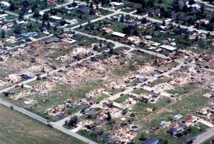 Aerial view of the devastation. Credit: Plainfield Public Library