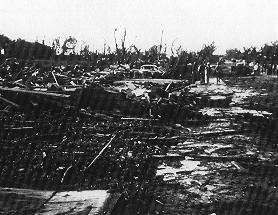 Devastation in the residential section of Primrose, including a home that's been swept away. Credit: gendisasters.com