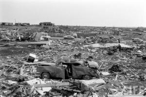 Several homes were completely swept away. Credit: Life Magazine