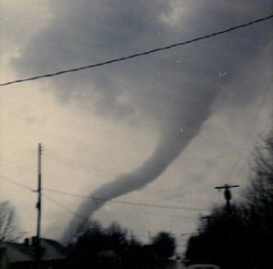 One of the many photographs of this tornado, this one was taken by a local resident as it approached a neighborhood. Credit: Steve Horstmeyer/Mueller (?)