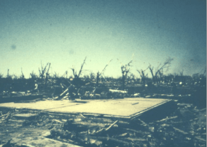 A home reduced to its slab in Udall. Credit: Udall Historical Museum