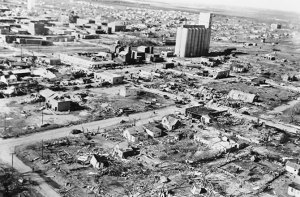 Downtown Woodward after the tornado.