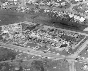 Aerial view of Xenia High School after the tornado. Credit: Greene County Public Library
