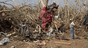 This SUV was thrown 750 yards, nearly half a mile, and obliterated. Credit: Jim LaDue/NWS