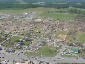 Aerial view of the devastation in Hackleburg. Credit: NOAA