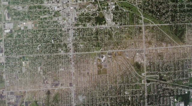 This spectacular satellite image shows the incredible devastation wrought by the tornado on Joplin. Credit: GeoEye