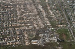 A view of the devastation around Briarwood Elementary School. Credit: Steve Gooch/AP