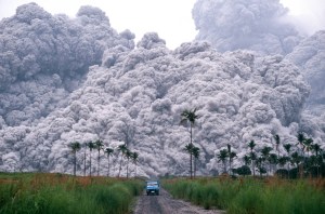 The pyroclastic flow from the Mt. Pinatubo eruption in 1991. The Tambora eruption was 14.5 times more powerful.  Source: PBS