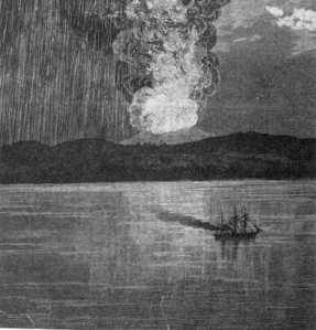 A contemporary etching of the eruption. 